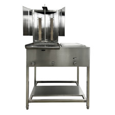 34" 3 Burner Infrared Trompo Para Tacos Al Pastor Shawarma Griddle W/ Warmer