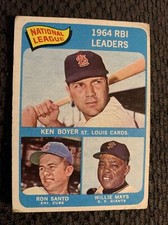 1965 Topps 1964 NL RBI Leaders #6 Ron Santo Willie Mays HOF Vintage Baseball