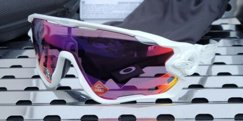 Lunettes de soleil neuves Oakley JAWBREAKER 9290-5531 blanc brillant avec verres routiers Prizm - Photo 1 sur 12