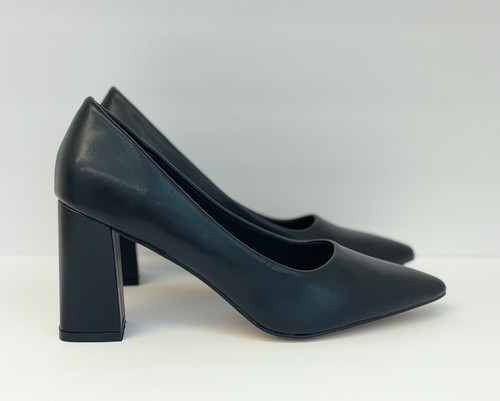 Pierre Dumas Womens Pumps Block Heel Pointed Toe Black