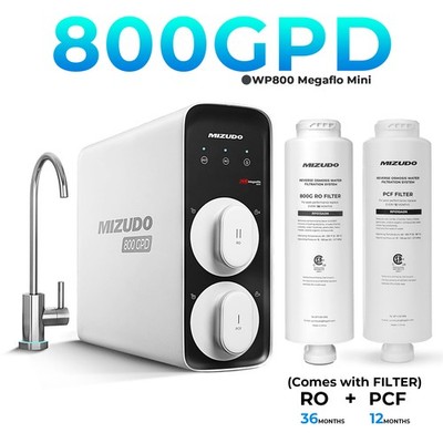 MIZUDO Reverse Osmosis System, 800 GPD ,Tankless RO,Smart Faucet,Extra 2 filters