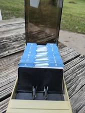 Vintage Bates Rolodex Style Card File CVF24 w/ Dividers & Cards Tan / Smoke