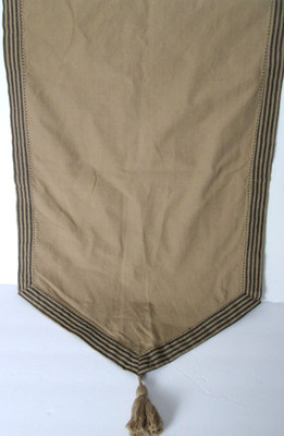 Comptoir de Famille French Linens - Tasseled Table Runner Stripe Border 58''x 17''