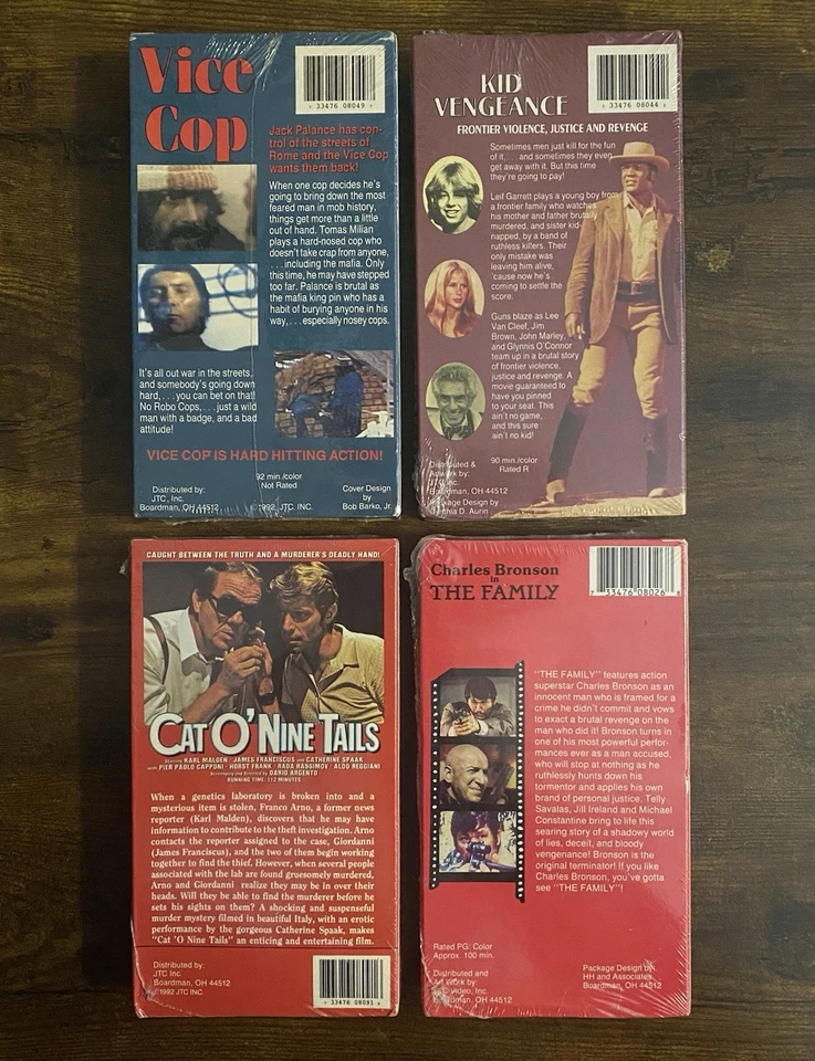 Factory Sealed JTC VHS LOT Of 4 - Italian Exploitation -Eurocrime - Horror - Image 2 of 4