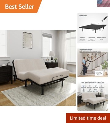Adjustable Bed Frame Base Queen Size,Segmented Design,Easy Assemble,Oxford Fa...