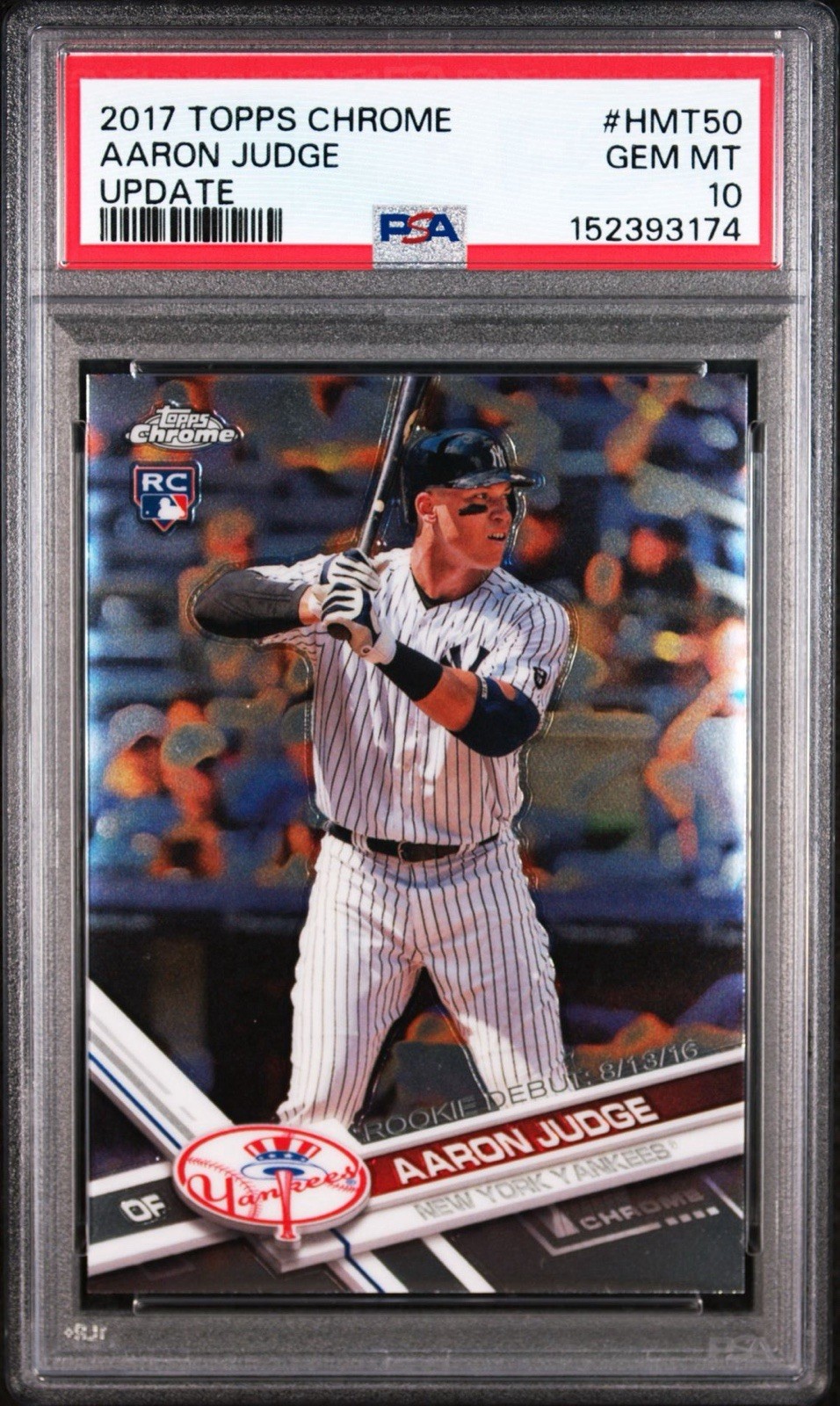 2017 Topps Chrome Update Aaron Judge Rookie #HMT50 PSA 10