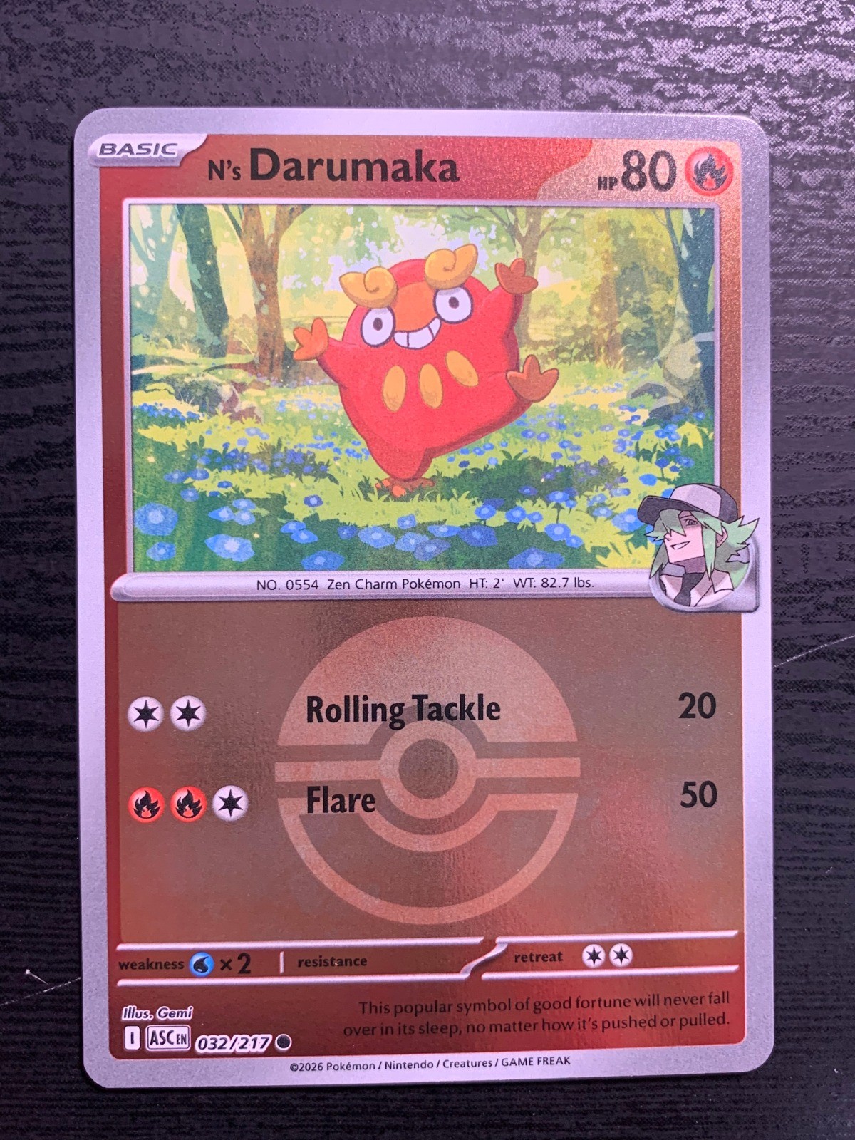 N's Darumaka (Poke Ball) Reverse Holo Common ME: Ascended Heroes 032/217 NM