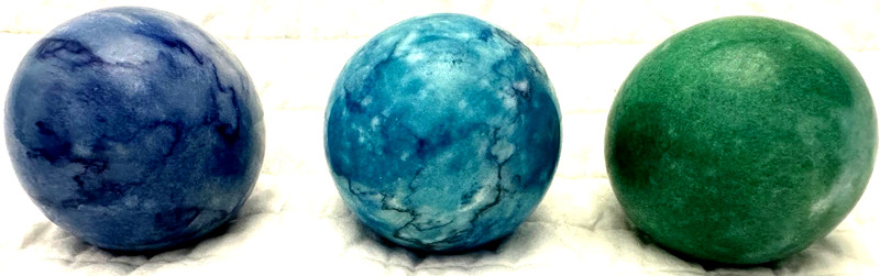 3 Gemstone 2.5" Spheres  Dumortierite Blue, Apatite Teal/Blue & Aventurine Green