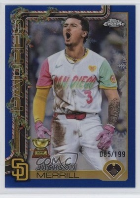2025 Topps Holiday Chrome Blue Refractor /199 Jackson Merrill #HC30 17wy