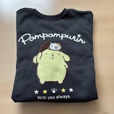 Sanrio Pompompurin Sweatshirt LL Brush Lined Embroidered Cute Used