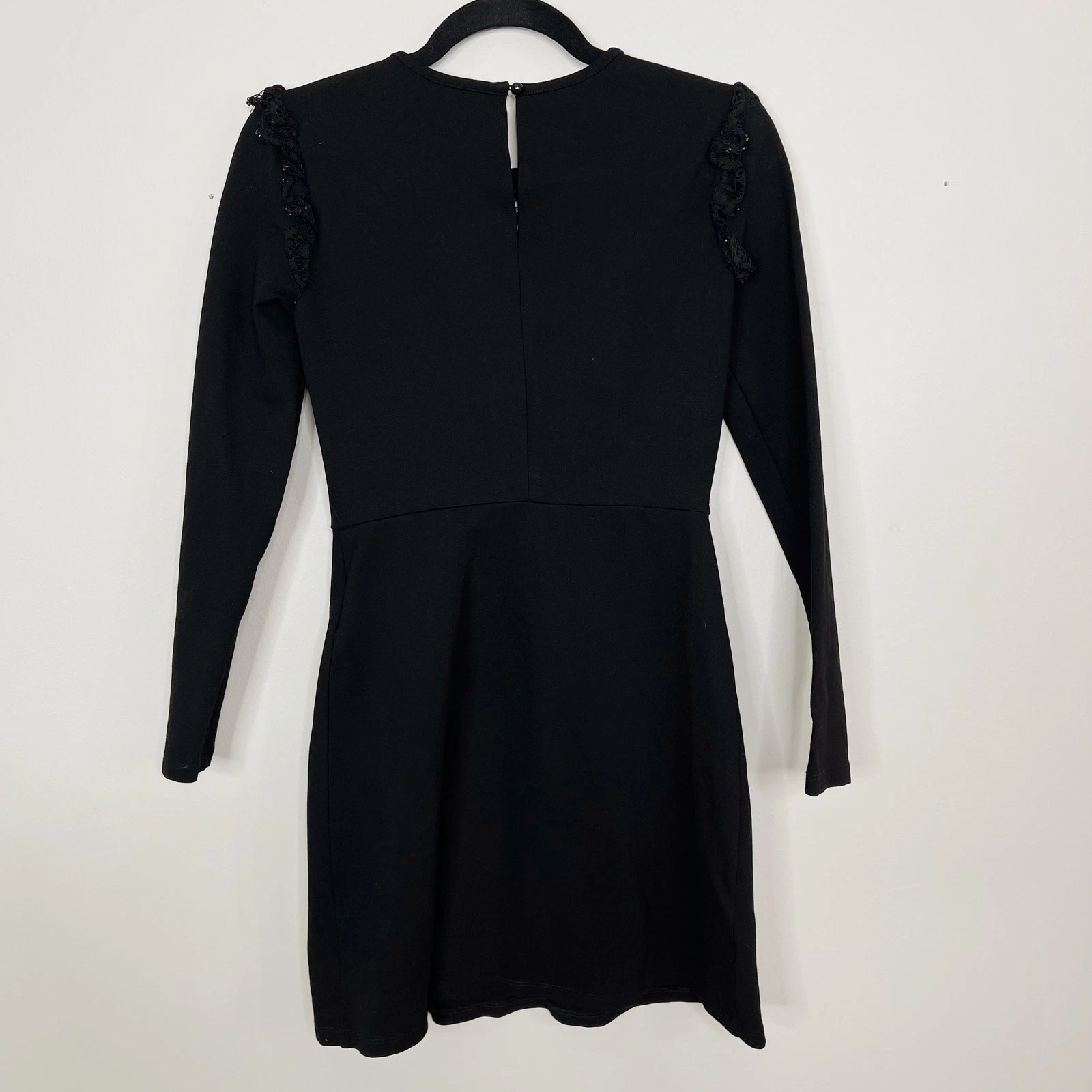 Abito Kate Spade pizzo Yoke Ponte manica lunga nero XSmall XS buco della serratura dietro