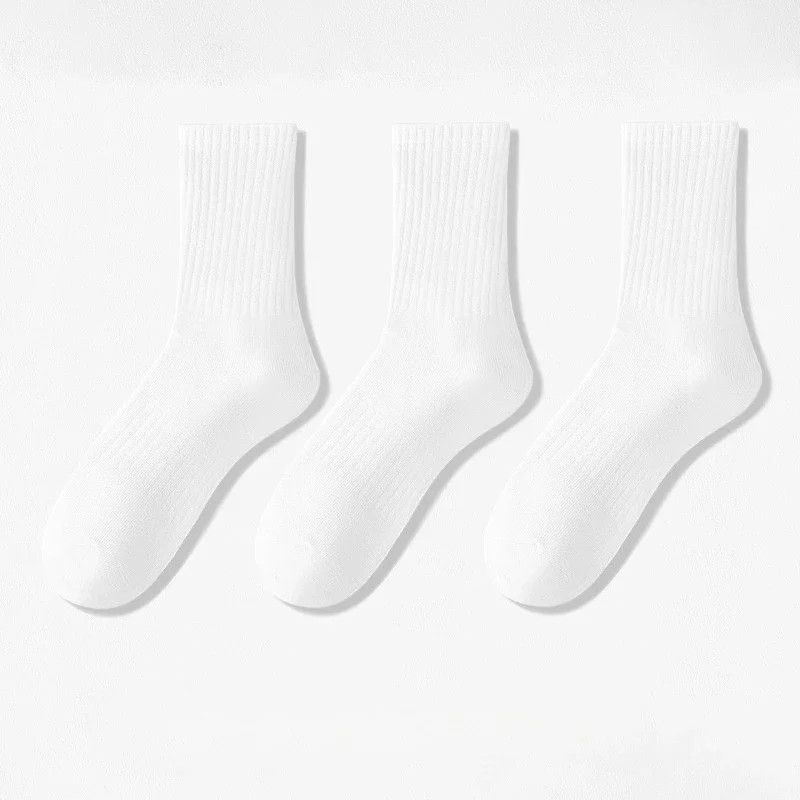 1/5Pairs New Men Cotton New Style White Socks Men Soft Breathable Sports Long So