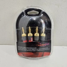 Rocketfish Speaker Cable Banana Plugs 4 Pack 24 KT Gold Plated Red Black