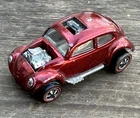 Vintage Hot Wheels Redline 1968 Dark Red Custom Volkswagen Toy Car