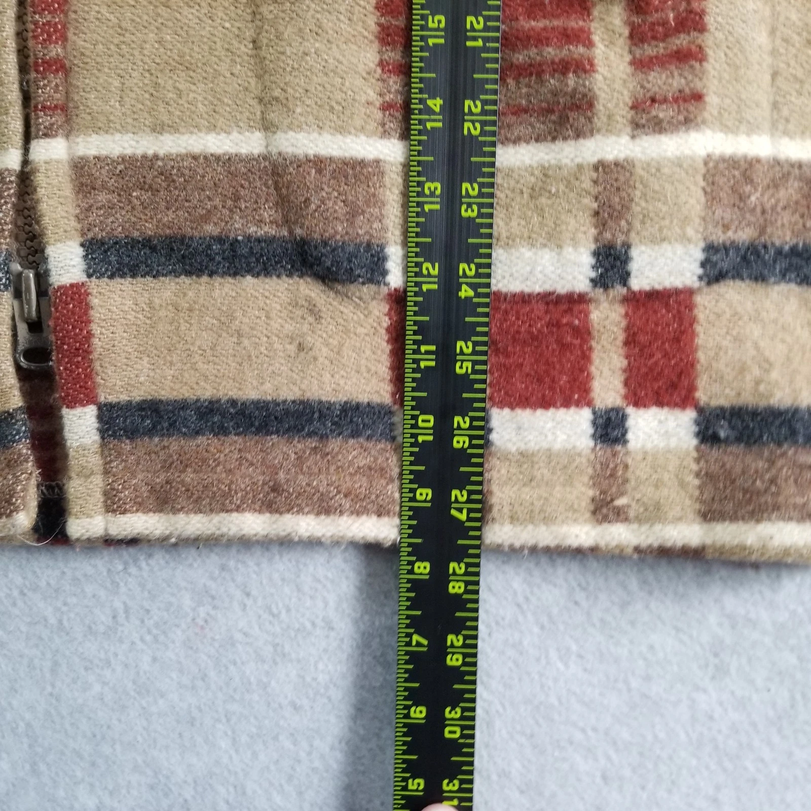 VTG Norm Thompson Jacket Mens Large Beige Plaid Wool Full Zip Baja Drug Rug 90s image 11