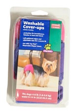 Top Paw Washable Dog Diaper Cover Ups X-Small 2 Count Pink Purple New