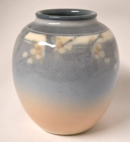 Rookwood Pottery Decorated Porcelain Vase White Blossoms Hurley