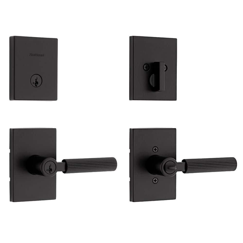 Kwikset Mirada Matte Black Keyed Entry Door Handle & Deadbolt w