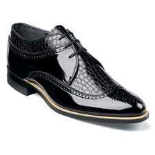 Stacy Adams Dayton Black Ostrich Print Leather Wingtip Oxford USA Men Size 