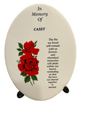 Personalised Pet Casey Memorial Plaque 6'' Oval Pet Sympathy Poem  Stand