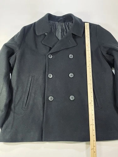 Old Navy Mens XXL Black Peacoat Double Breasted Military Jacket Quilted NWT image 3