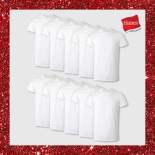 Hanes 10-Pack Men Tee T-Shirt ComfortSoft White Crewneck Undershirt Short Sleeve