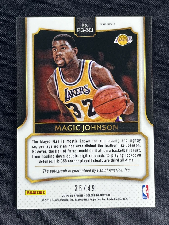 2014-15 Panini Select Magic Johnson #FG-MJ Copper Frame Game Autographs Auto /49 - Image 2 of 2