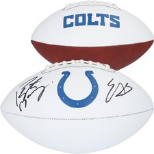 Edgerrin James and Peyton Manning Colts Signed Franklin White Panel Football