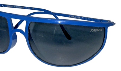 VTG JORDACHE WRAP SUNGLASSES BLUE FRAMES LEATHER RARE NEW 
