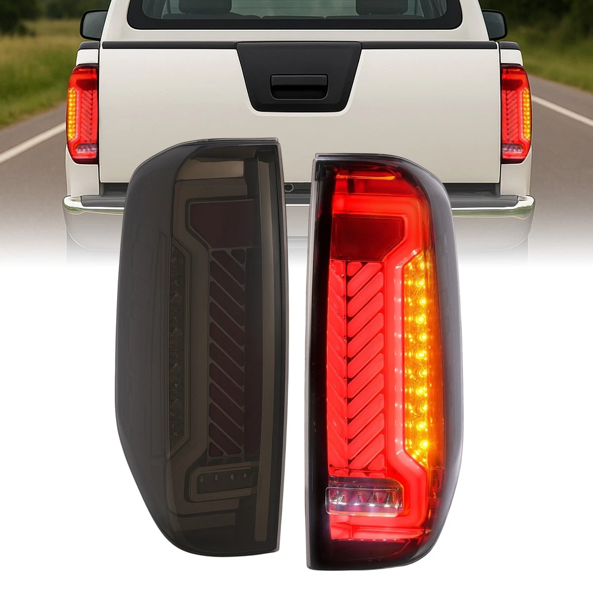 Juego De 2 Pilotos Traseros Lente Roja Para Nissan Frontier 2005-2021 Y Suzuki Equator 2009-2012 – Incluye Bombillas