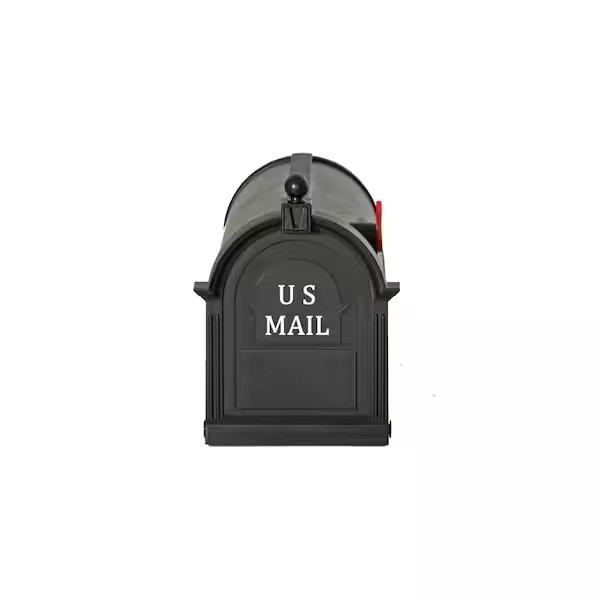 Black Post Mount Mailbox Large Keeps Mail Dry Heavy Duty for Rural High Quality