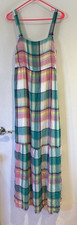LOFT Ann Taylor Women Maxi Dress Small Plaid Aline Tiered Long New Boho