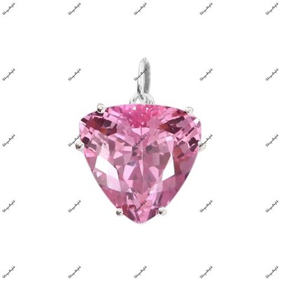 Natural Trillion Cut Pink Sapphire Gemstone Handmade 925 Sterling Silver Pendant