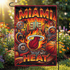 New custom 12x18 double sided garden flag Miami Heat basketball NBA