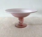 Pink Empoli Murano Cased Glass Compote Bowl or Centerpiece