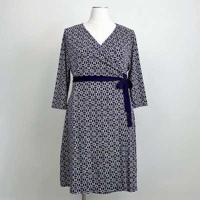Lularoe 2XL Purple Geometric V-Neck Stretchy Belted Michelle Wrap Dress NWT