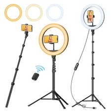 12" Ring Light with 63" extendable Tripod Stand, Selfie RingLight with Holder...