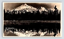 Postcard RPPC California Mt Shasta Lake Reflection Unposted 1940s
