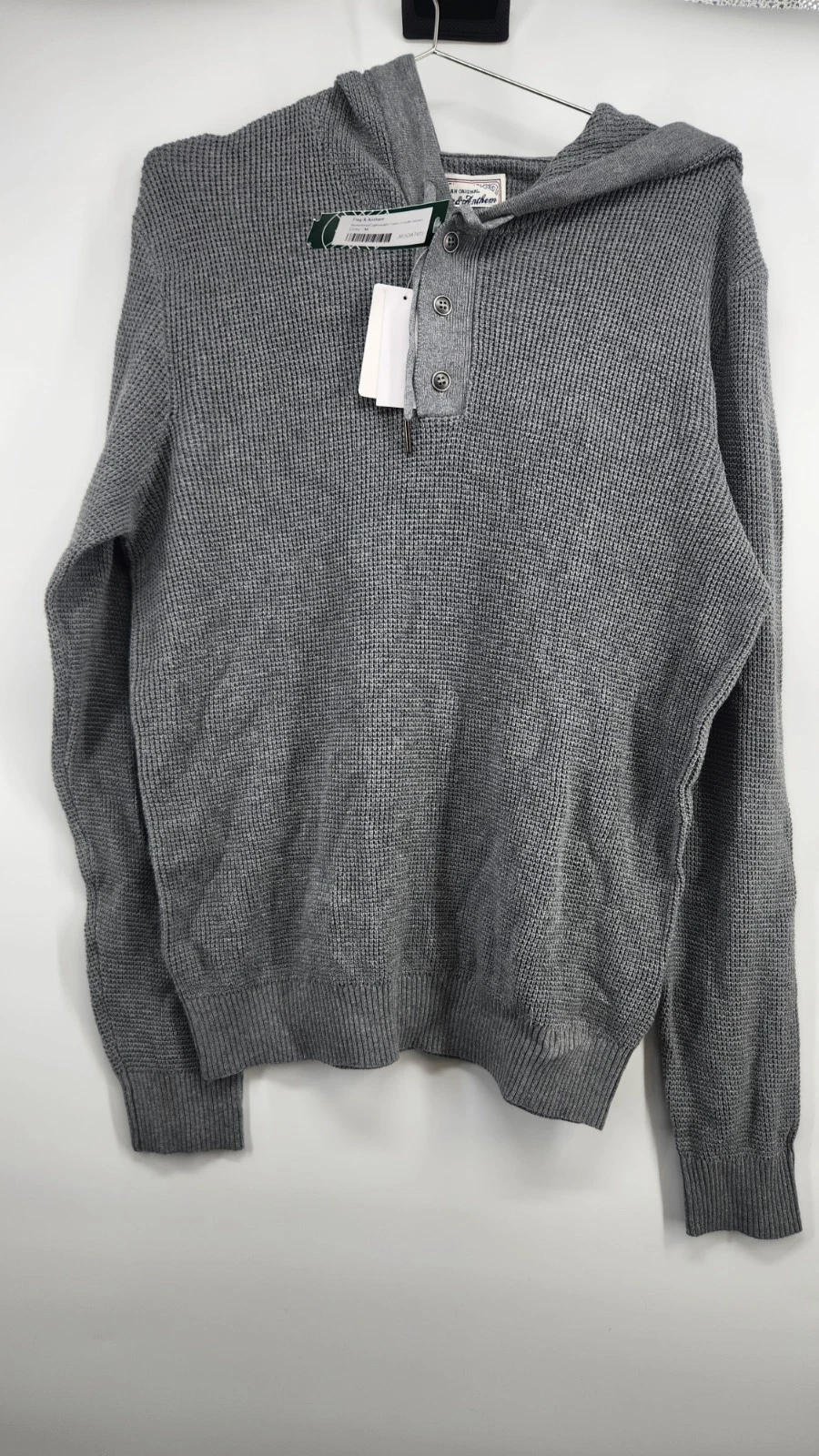 Flag & Anthem Men's Grey Medium Muhammad Lightweight Henley Hoodie Sweater NWT