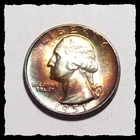 1951-D WASHINGTON QUARTER Killer Rainbow Toning CHOICE BU #26D63 .9 SILVER