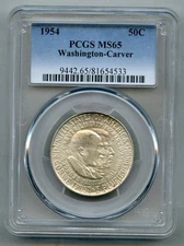 1954 Washington Carver Commemorative Silver Half Dollar PCGS MS 65