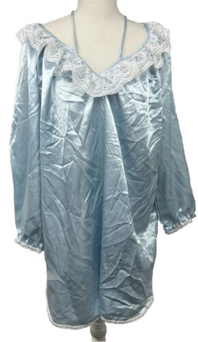 Robe de nuit vintage LADY CAMEO Dallas dentelle satinée bouffée Union États-Unis - Photo 1/13