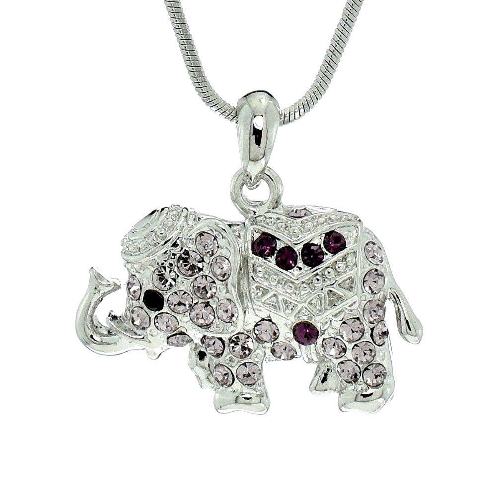 ELEPHANT Made With Swarovski Crystal Purple Good Luck Necklace 18