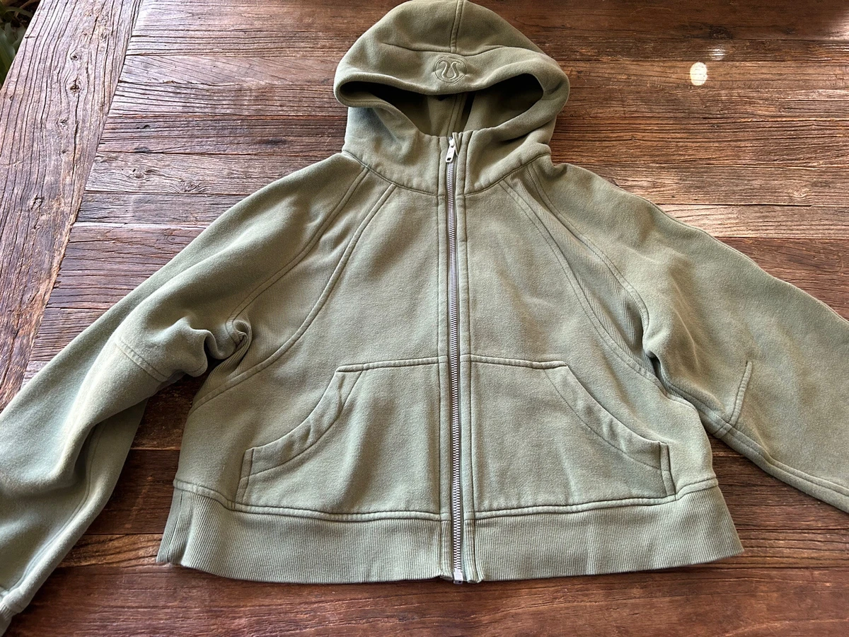 Lululemon Scuba Oversized Full Zip Crop Hoodie Sweatshirt XS SMALL Green  Twill