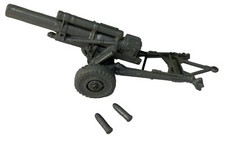 ORIGINAL 1963 Marx Battleground Silver Gray FIRING Howitzer Cannon w/ 2 SHELLS 