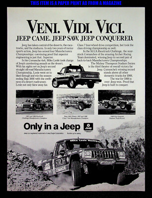 Jeep Comanche 4x4 Truck Racing 1988 Trade Print Magazine Ad Poster ADVERT