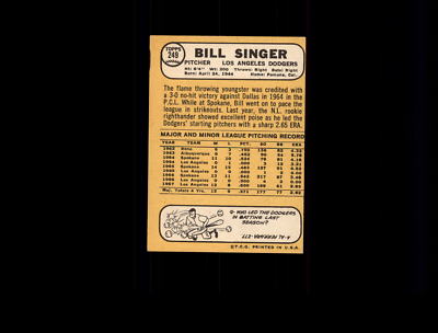 1968 Topps 249 Bill Singer EX #D594895 | eBay