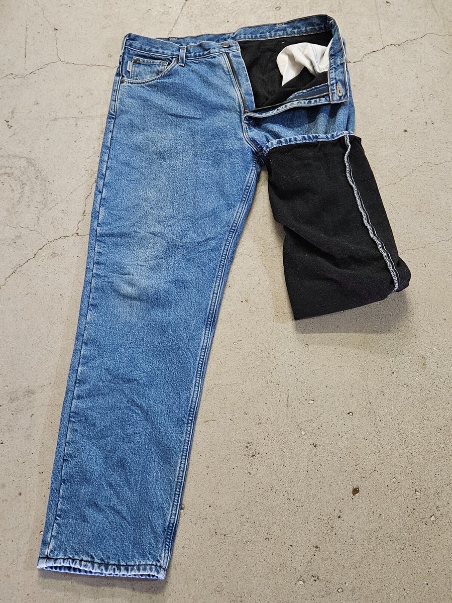 MENS 38 x 34 Carhartt B155 Denim Fleece Lined Jeans Work Pants