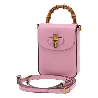 nw9971　GUCCI 手袋　ピンク　美品 Gucci Bamboo Mini Handbag Top Handle Bag in Pink Leather NEW | eBay