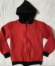 Girl's Disney Mickey Mouse Quilted Full Zip Hooded Jacket, Large, Red